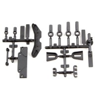 91885 Team Associated RC10B6.3 Servo Mount Brace, Tower Covers, Wire Clips, Rod Ends