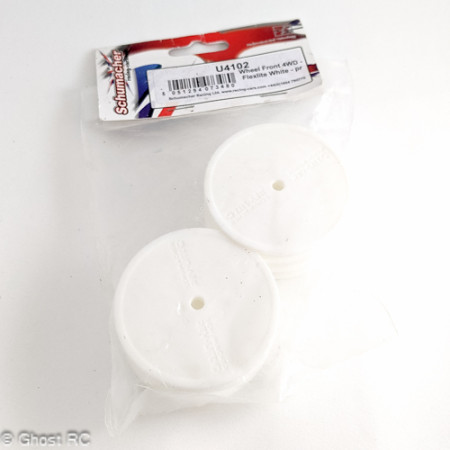 U4102 Schumacher "Flexlite" 1/10 4WD Buggy Front Wheels (2) (White) (Pins)